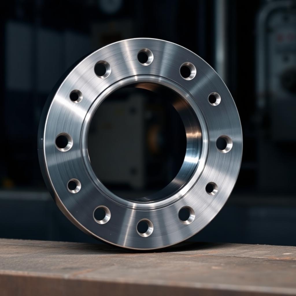 Freshly plasma-cut stainless steel raised-face flange